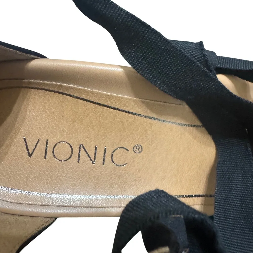 Vionic Kaitlyn Wedge Sandal Womens 9.5 Black Espadrille Orthotic VS415